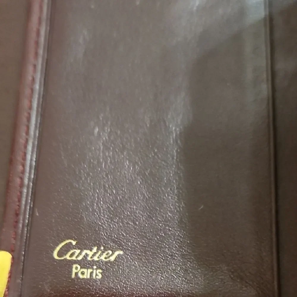 Cartier Dark Brown Leather Wallet with Gold Corners